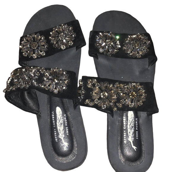 Jeffrey Campbell Free People Crystal Embellished Slides Sandals Sz 8.5 - Picture 3 of 10